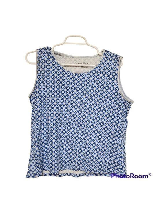 Rebecca Malone Tops - Rebecca Malone Blue Floral Cotton Tank Top Size Large